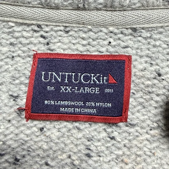 UNTUCKit Sweater Mens 2XL Gray Lambswool Mock Neck Button Henley Pullover EUC - Picture 4 of 13